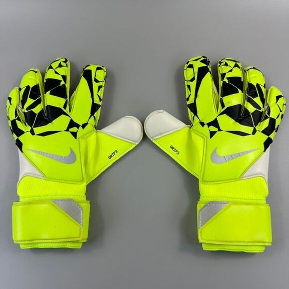 Nike Grip3 Goalkeeper Gloves Adult Size 10 Volt Black Football Soccer Goalie NEW - Picture 2 of 4